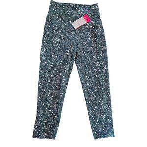 POP Fit Green High Waist Leggings Star Print Athletic Pants Activewear Small NWT
